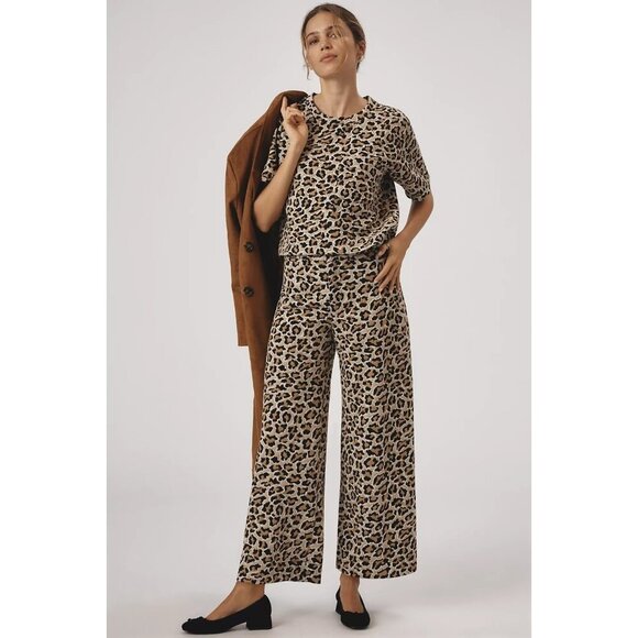 The Ettie High-Rise Crop Wide-Leg Pants by Maeve: Knit Edition Animal Print 20W - Picture 1 of 4